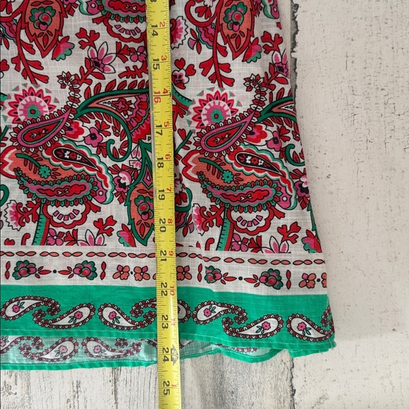 Boden Serena Paisley Print Cotton Split Neck Top in Pink & Green - Size 6 - Picture 10 of 10